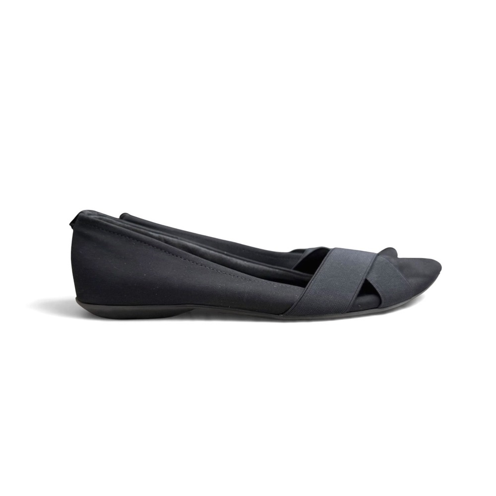 AK Sport Ballet Flats Pointed Toe Elastic Cross Straps Black Minimalist Preppy 8
